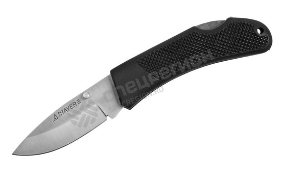 Фотография Нож складной 47600-1_z01 STAYER с обрезиненной ручкой, средний