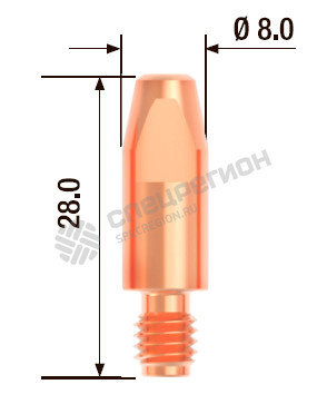 Фотография Контактный наконечник M6х28 мм ECU D=0.8 мм FB.CTM6.28-08