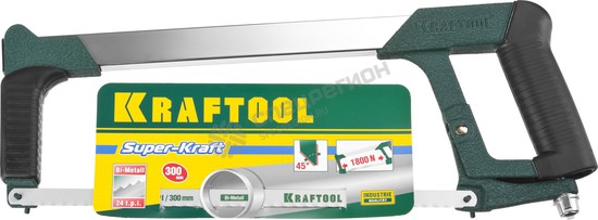 Фотография Ножовка по металлу KRAFTOOL "PRO-Kraft", 185 кг рычажное натяжение,обрезиненные рукотяки, биметаллич