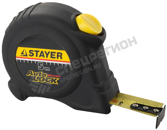 Фотография Рулетка Stayer 2-34126-05-19_z01 "AUTOLOCK", корпус с резиновым напылением, автостоп, 5мх19мм