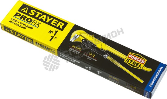 Фотография Ключ трубный STAYER "PROFI" рычажный, кованый, прямые губки, № 1, 1" 27311-1